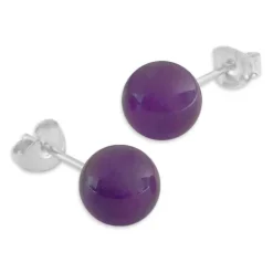 Ohrstecker|Edelstein Ohrringe|Elfen Schmuck Amethyst Ohrstecker 8 mm 925 Silber