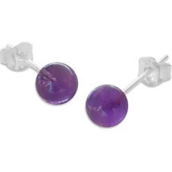 Ohrstecker|Edelstein Ohrringe|Elfen Schmuck Amethyst Ohrstecker 6 mm 925 Silber