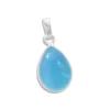 Anhänger Für Damen|Edelstein Anhänger In Silber|Elfen Schmuck Anhänger Chalcedon Tropfen lichtblau 925 Silber