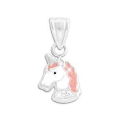 Anhänger Für Kinder|Silber Anhänger|Elfen Schmuck Anhänger Einhorn mit Glitzer und Strass Steinen 925 Silber
