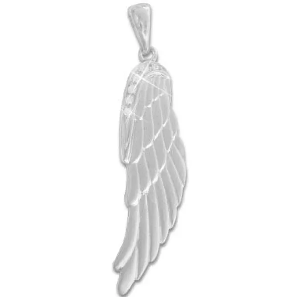 Anhänger Für Damen|Silber Anhänger|Elfen Schmuck Anhänger Engelsflügel mit Zirkonia 925 Silber