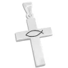 Anhänger Für Herren|Anhänger Für Damen|Elfen Schmuck Anhänger Kreuz mit Ichthys mattiert 925 Silber