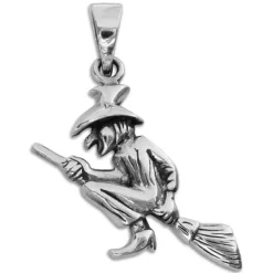 Anhänger Für Damen|Silber Anhänger|Elfen Schmuck Anhänger mit Hexe 925 Silber