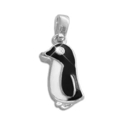 Anhänger Für Kinder|Silber Anhänger|Elfen Schmuck Anhänger mit Pinguin und Zirkonia 925 Silber