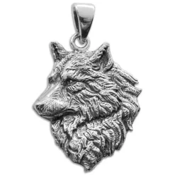 Anhänger Für Herren|Silber Anhänger|Elfen Schmuck Anhänger mit Wolf geschwärzt 925 Silber
