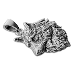 Anhänger Für Herren|Silber Anhänger|Elfen Schmuck Anhänger mit Wolf geschwärzt 925 Silber