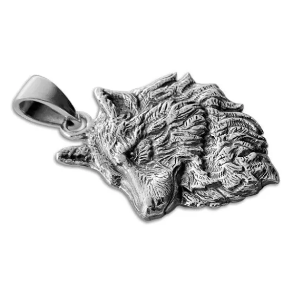 Anhänger Für Herren|Silber Anhänger|Elfen Schmuck Anhänger mit Wolf geschwärzt 925 Silber