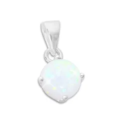 Anhänger Für Damen|Silber Anhänger|Elfen Schmuck Anhänger Opal mit Krappenfassung 8 mm 925 Silber