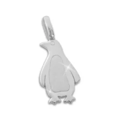Anhänger Für Kinder|Anhänger Für Damen|Elfen Schmuck Anhänger Pinguin teilmattiert 925 Silber