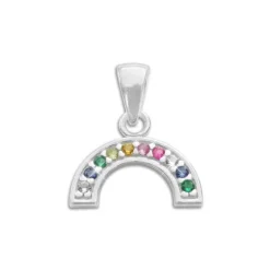 Anhänger Für Kinder|Anhänger Für Damen|Elfen Schmuck Anhänger Regenbogen mit bunten Strass Steinen 925 Silber