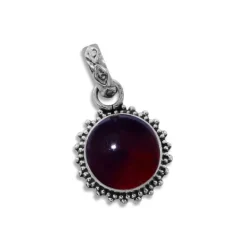 Anhänger Für Damen|Edelstein Anhänger In Silber|Elfen Schmuck Anhänger Sonne mit Granat filigran geschwärzt 925 Silber