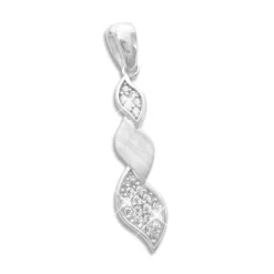 Anhänger Für Damen|Silber Anhänger|Elfen Schmuck Anhänger 3 Wellen mit Zirkonia matt-glänzend 925 Silber