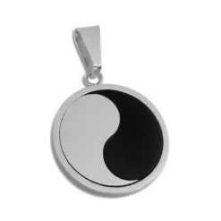 Anhänger Für Damen|Edelstahl Anhänger|Elfen Schmuck Anhänger Yin Yang ohne Punkte Edelstahl matt-glänzend