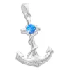 Anhänger Für Damen|Silber Anhänger|Elfen Schmuck Anker Anhänger mit blauem Opal 925 Silber