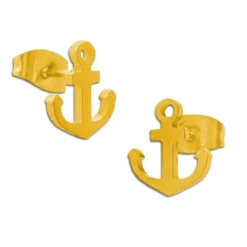 Ohrstecker|Ohrstecker|Elfen Schmuck Anker Ohrstecker Edelstahl goldfarben