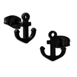 Ohrstecker|Ohrstecker|Elfen Schmuck Anker Ohrstecker Edelstahl schwarz