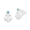 Ohrstecker|Silber Ohrstecker|Elfen Schmuck Anker Ohrstecker mit aqua blauem Kristall 925 Silber