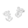 Ohrstecker|Silber Ohrstecker|Elfen Schmuck Anker Ohrstecker mit Seil und weißem Kristall 925 Silber