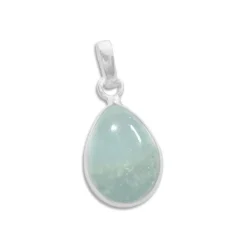 Anhänger Für Damen|Edelstein Anhänger In Silber|Elfen Schmuck Aquamarin Anhänger Tropfen blaugrün 925 Silber