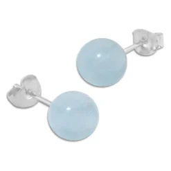 Ohrstecker|Edelstein Ohrringe|Elfen Schmuck Aquamarin Ohrstecker 8 mm 925 Silber