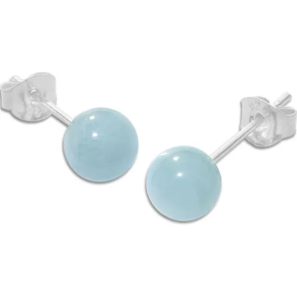 Ohrstecker|Edelstein Ohrringe|Elfen Schmuck Aquamarin Ohrstecker 6 mm 925 Silber