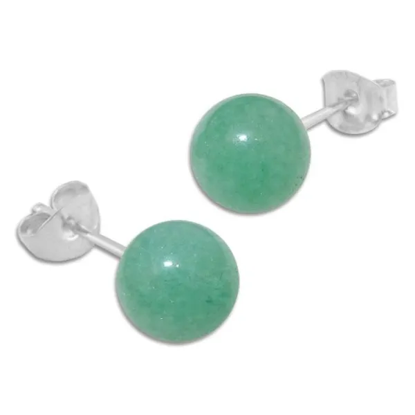 Ohrstecker|Edelstein Ohrringe|Elfen Schmuck Aventurin Ohrstecker 8 mm 925 Silber