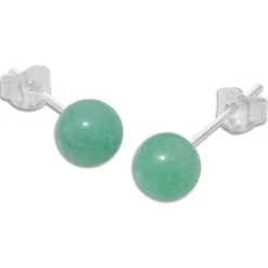 Ohrstecker|Edelstein Ohrringe|Elfen Schmuck Aventurin Ohrstecker 6 mm 925 Silber