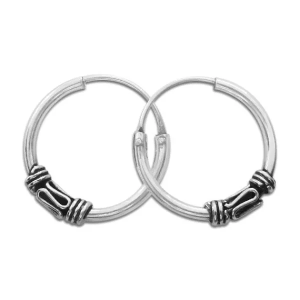 Creolen|Creolen|Elfen Schmuck Bali Creolen 925 Silber 14 x 2 mm