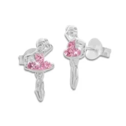 Ohrstecker|Silber Ohrstecker|Elfen Schmuck Ballerina Ohrstecker mit rosa Strass Steinen 925 Silber