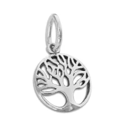 Anhänger Für Damen|Silber Anhänger|Elfen Schmuck Baum des Lebens Anhänger 13 mm geschwärzt 925 Silber