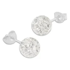 Ohrstecker|Edelstein Ohrringe|Elfen Schmuck Bergkristall Ohrstecker 8 mm geblitzt 925 Silber