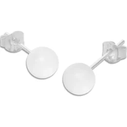 Ohrstecker|Edelstein Ohrringe|Elfen Schmuck Bergkristall Ohrstecker 6 mm matt 925 Silber