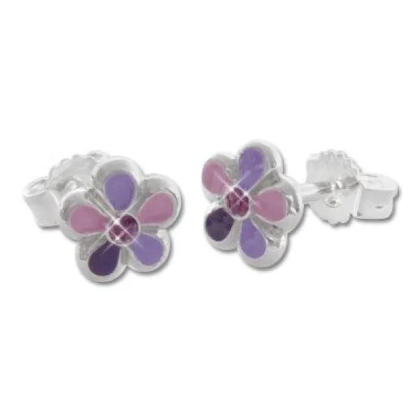 Ohrstecker|Silber Ohrstecker|Elfen Schmuck Blumen Ohrstecker lila 925 Silber