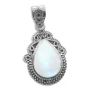 Anhänger Für Damen|Edelstein Anhänger In Silber|Elfen Schmuck Boho Mondstein Tropfen Anhänger filigran 925 Silber