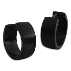 Klapp-creolen|Klapp-Creolen|Elfen Schmuck Breite große Herren Creolen Edelstahl schwarz matt