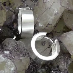 Klapp-creolen|Silber Klapp-Creolen|Elfen Schmuck Breite Herrenschmuck Klapp-Creolen mattiert 925 Silber