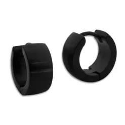Klapp-creolen|Klapp-Creolen|Elfen Schmuck Breite Männer Creolen schwarz Edelstahl mattiert