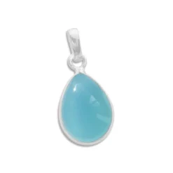 Anhänger Für Damen|Edelstein Anhänger In Silber|Elfen Schmuck Chalcedon Anhänger Tropfen 925 Silber
