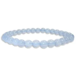 Damenarmbänder|Kugelarmbänder|Elfen Schmuck Chalcedon Kugel Armband durchsichtig-blau 6 mm 18,5 cm