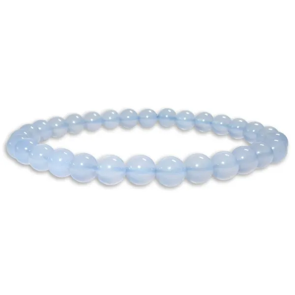 Damenarmbänder|Kugelarmbänder|Elfen Schmuck Chalcedon Kugel Armband durchsichtig-blau 6 mm 18,5 cm