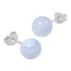 Ohrstecker|Edelstein Ohrringe|Elfen Schmuck Chalcedon Ohrstecker 8 mm 925 Silber