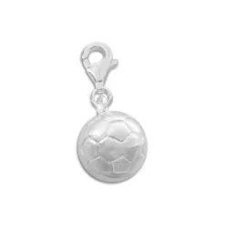 Silber Charms|Elfen Schmuck Charm Anhänger Fußball mattiert 925 Silber