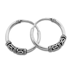 Creolen|Creolen|Elfen Schmuck Creolen Bali 925 Silber 14 mm
