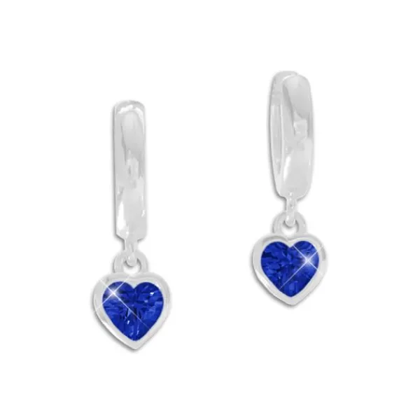 Klapp-creolen|Silber Klapp-Creolen|Elfen Schmuck Creolen mit Herz Anhänger safir blaue Zirkonia 925 Silber