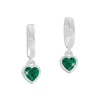 Klapp-creolen|Silber Klapp-Creolen|Elfen Schmuck Creolen mit Herz Anhänger smaragd grüne Zirkonia 925 Silber