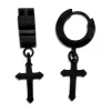 Klapp-creolen|Klapp-creolen|Elfen Schmuck Creolen mit hängenden Kreuzen Edelstahl schwarz 13 mm