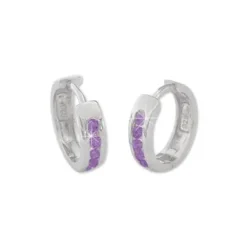 Klapp-creolen|Klapp-creolen|Elfen Schmuck Creolen mit lila Strass Steinen 925 Silber