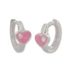Klapp-creolen|Silber Klapp-Creolen|Elfen Schmuck Creolen mit rosa Herzen und Zirkonia 12,5 mm 925 Silber