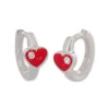Klapp-creolen|Silber Klapp-Creolen|Elfen Schmuck Creolen mit roten Herzen und Zirkonia 12,5 mm 925 Silber