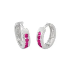 Klapp-creolen|Klapp-creolen|Elfen Schmuck Creolen mit rubin roten Strass Steinen 925 Silber